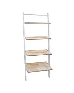 Multifunctional shelf, mural, metal/wood, white, 60x25xH155 cm