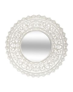Mirror, carved, mdf, white, Ø90 cm
