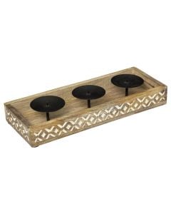 Candle holder, mango, wood, brown, 35 cm