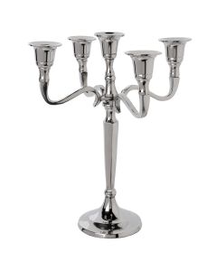 Candle stick, 5 candles, metal, silver, Ø22.5 xH27 cm