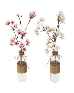 Artificial flower, in glass pot, colorful, bottle: 6.5xH21 cm; flower: H46 cm