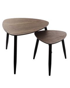 Side table, set of 2 pcs, mdf, brown, 40x40xH40 cm; 60.5x60.5xH48 cm