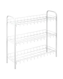 Shoe rack, 3-tier, steel, with LDPE coating, white, 64x23x59 cm