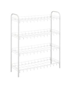 Shoe rack, 4-tier, steel, with LDPE coating, white, 64x23x80 cm