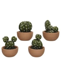 Artificial flower, cactus, in pot, plastic, green, Ø9 xH10.5 cm