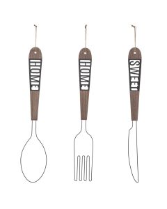 Wall deco, Spoon, iron/mdf, brown/black, 15xH77 cm