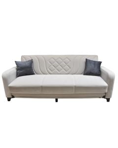 Sofa, 3-seater, Mega, textile upholstery, cream, 220x90xH95 cm, bed: 110x190 cm