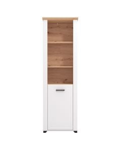 Showcase, Valencia, melamine, artisan oak, white, 60.5x41xH194.5 cm