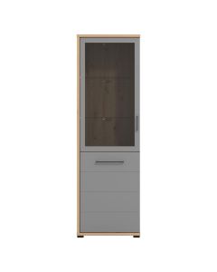 Showcase, Lisabon, melamine, artisan oak, graphite grey, gray matt foil, 60.5x40xH193 cm