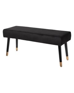 Bench, Salome, wooden frame, textile upholstery, black/golden, 100 x 35 x H 45 cm