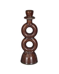 Mbajtëse qiriri, kafe/e bardhë, Ø8 xH24 cm