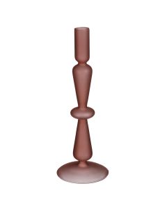 Candle holder, Megan, glass, pink frosted, Ø9 xH25 cm