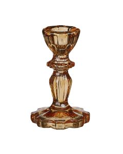 Candle holder, Dana, glass, light brown, Ø7 xH11 cm