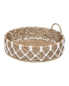 Decorative tray, Palm, macrame, natural, 38.5xH15.5 cm