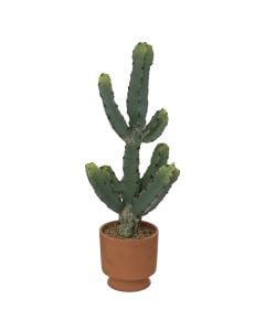 Artificial flower in vase, Cactus, polyethylene/terracotta, assorted, 19xH49 cm