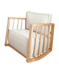 Rocking chair, Evodeko, wooden frame, textile upholstery, beige, 57x71x80 cm
