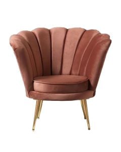 Armchair, Azelya, wooden frame, textile upholstery, metal legs, cinnamon, 85x80x75 cm