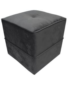 Pouffe, Reflect, wooden frame, velvet upholstery, dark gray, 39.5x39.5x40.5 cm