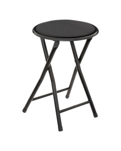 Folding bench, round, metal/velvet, black, 45x33xH33cm