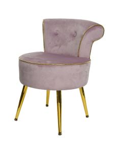 Sofa chair, velvet textile upholstery, wooden legs, lilac/golden, 45x45xH61 cm