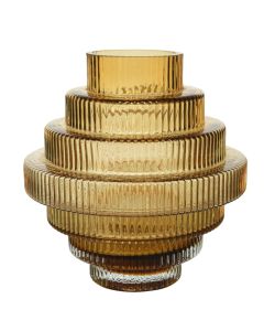 Decorative vase, glass, golden, Ø22xH26 cm