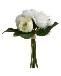Artificial flowers, bouquet, various, polyester/metal/polyethylene, white, 28x28xH31cm