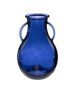 Decorative vase, Amphora, glass, blue, 20xH32 cm