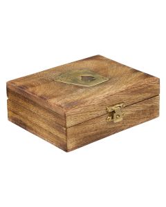 Decorative object, Wood Card, mango wood/paper, brown, 11.5x9x7cm