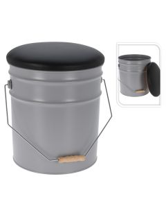 Pouf, metal, grey/black, Ø31xH34 cm