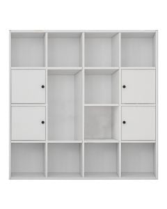 Multifuncinal shelf with cabinet, with 4 doors, melamine, white, 129x30xH129 cm