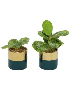 Artificial flower, in vase, plastic, green, 20x14 cm