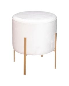 Pouffe, Living, velvet, white, 34x34xH40 cm