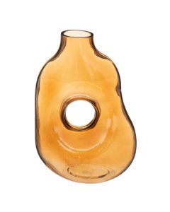 Decorative vase, Donut, glass, orange, 18x10xH25 cm