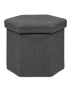 Pouffe with organizer, polyester/PU, dark brown, 40x40xH40 cm