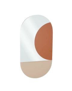 Decorative mirror, Avilo, glass, red/beige, 58x31 cm