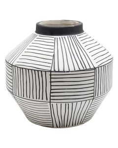 Decorative vase, ceramic, white/black, 18x18x16 cm