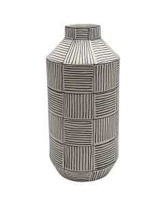 Decorative vase, ceramic, white/black, 15.5x15.5x32.5 cm
