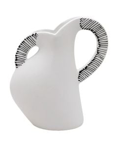 Decorative vase, ceramic, white/black, 22x9x25 cm