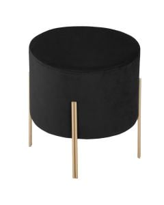 Pouffe, mdf/polyester/metal, black/golden, Ø34xH40 cm