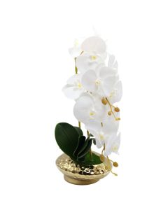 Artificial flower, in pot, plastic, white, 21x42 cm