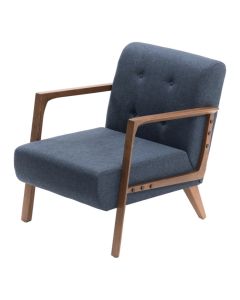 Armchair, Kemer, wooden structure, textile upholstery, blue, 69x83xH80 cm