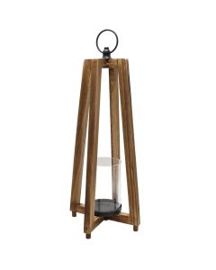 Decorative lantern, metal/wood/glass, brown, 17xH48 cm