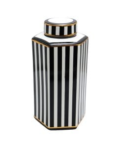 Decorative vase, porcelain, white/black, 16x18xH17 cm