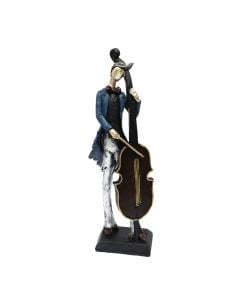 Statujë dekorative, porcelan, blu/gri, 7x7xH30 cm