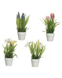 Artifcial flower, in pot, ceramic/plastic, assorted, 8x8xH20 cm