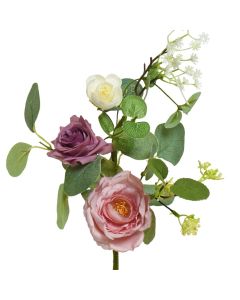 Artifcial flower, Rose, plastic, green/pink, 50x10xH3 cm
