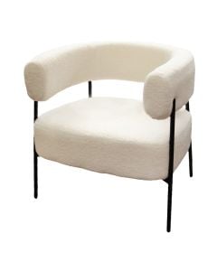 Armchair, Kana, textile upholstery, metal structure, white