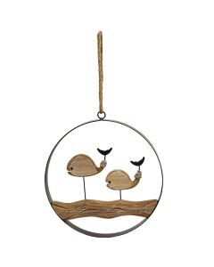 Decorative hanger, wooden/metal, assorted, 26x3xH26.5 cm
