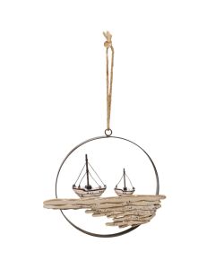 Decorative hanger, wooden/metal, assorted, 25x3xH26.5 cm