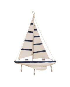 Decorative hanger, Boat, wooden, white/blue, 38x4.5xH55 cm